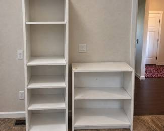 f Pair of White Adjustable Shelving Units