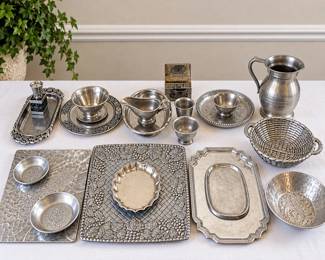 hk Assorted 22Piece Collection of Pewter and Metal Tableware