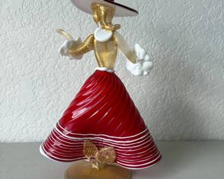 v Vintage Murano Venetian Art Glass Lady Figurine