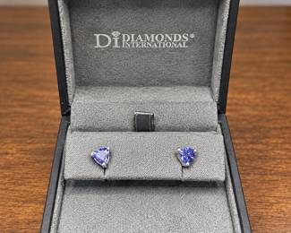 j Diamonds International Sterling Silver Blue Gemstone Stud Earrings