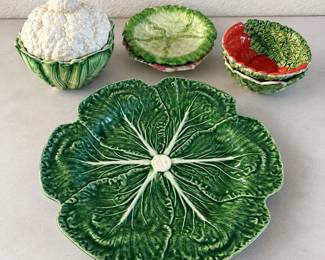 hk Vintage Ceramic Veggie Dip Set from Portugal Featuring HandPainted Vegetable Designs