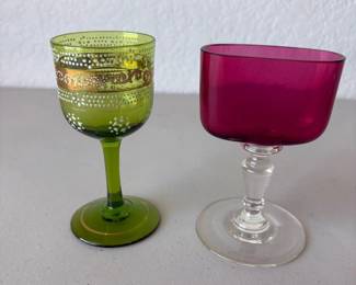 ld Set of Two Vintage Colored Goblets