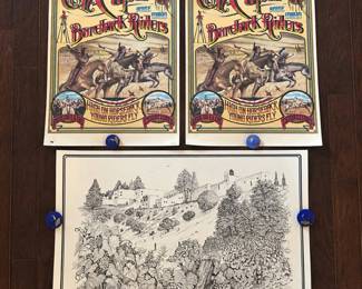 ar Western Art Lot Pair of Oh Capa Boise Bareback Riders CanvasType Posters Gary Weatherly 1980 Print