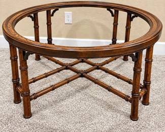 f Faux Bamboo style Oval Coffee Table with Glass Top