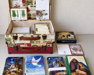 h Pair of Decorative Christmas Storage Boxes and Greeting Cards