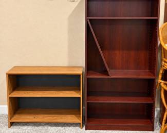 f Two Wooden Bookcases with Multiple Shelves