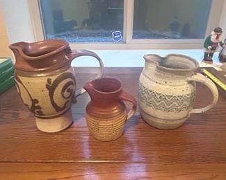 ld Studio Pottery Stoneware Pitcher Trio