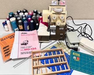e Juki MO134 2Needle 34Thread Overlock Serger Sewing Machine with Accessories Thread and original manuals