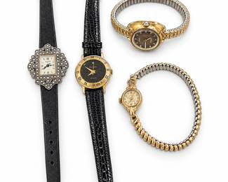 j Lot of 4 Vintage Ladies Wristwatches Bulova, Timex Electric More
