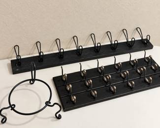 ld Set of Black Metal WallMounted Coat Racks