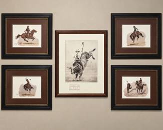 ar Piece Western Rodeo Art Collection Frederic Remington two of them double signed Double Signed Richard Peters Art