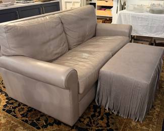 LEATHER LOVE SEAT WITH OTTOMAN