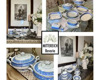 Mittereich Bavaria Porcelain  Blue Banding, Platinum 