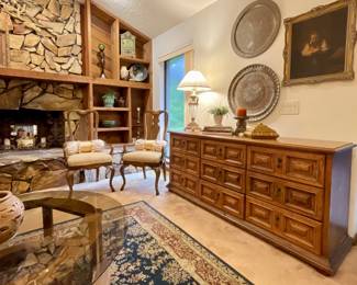 Drexel Dresser, 9 drawer  Collection: Esperanto  Style: Spanish Mediterranean  Measures: W70 in, H32 in, D19 in