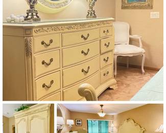 Bob Mackie for American Drew King Bed, Dresser, 2 nightstands, and Armoire