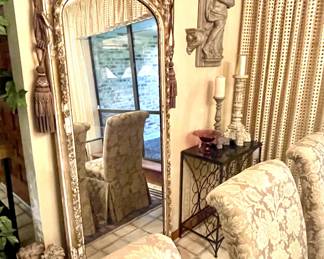 Large Antique Pier Mirror, original beveled lead glass