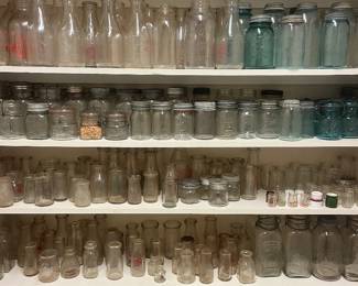 Antique jars, bottles