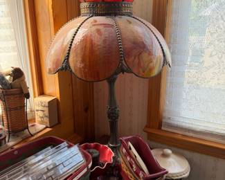 Slag glass lamp