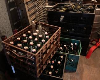 empty used wine bottles