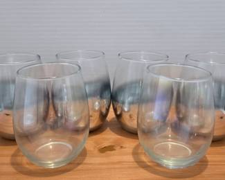Drinking Rock Glasses Clear and Silvertone Bottoms