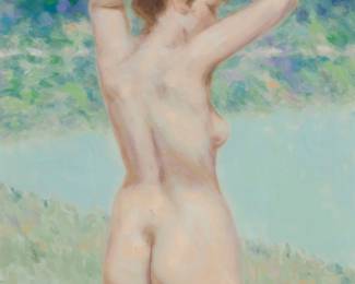 2310 André Gisson (1921-2003) Standing nude Oil on canvas Signed lower left: Gisson 24 x 20 in. Estimate: $1,000 - $1,500