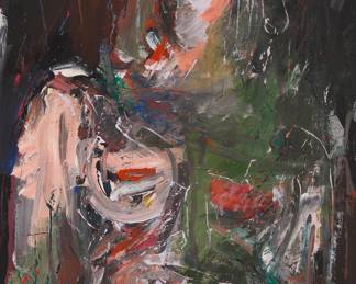 2119 Harold Frank (1917-1995) Portrait of a model Oil and acrylic on paper laid to a foam board Signed lower right: H. Frank Sheet: 28 x 22 in. Estimate: $2,000 - $4,000