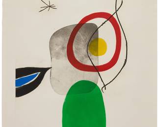 2191 Joan Miró (1893-1983) "Tir à l'Arc," 1972 Etching, aquatint, and carborundrum in colors on Arches paper An hors commerce impression, aside from the edition of 50 Signed and inscribed "HC" in pencil in the lower margin: Miró; Morsang, Paris, France, prntr.; Maeght, Paris, France, pub. Plate: 33 3/4 x 24 1/2 in.; Sheet: 41 3/8 x 29 1/2 in. Estimate: $8,000 - $12,000