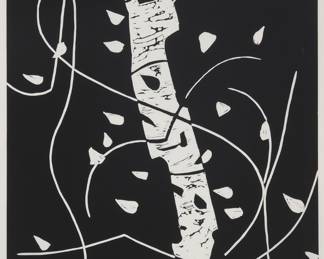 2092 Alex Katz (b. 1927) "Large Birch" 2005 Linocut on Japanese paper Trial proof 2/4, aside from the edition of 25 Signed and inscribed "TP 2/4" in pencil in the lower margin: Alex Katz Image: 60 1/2 x 36 1/2 in.; Sheet: 63 x 38 1/2 in. Estimate: $3,000 - $5,000