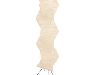 2008 Isamu Noguchi (1904-1988) A Model UF5/33NW floor lamp, early 21st century Designed 1951 Manufactured in Japan by Ozeki & Co., Ltd., the single light lamp featuring a washi paper shade with bamboo ribbing, mounted to an enameled metal tripod frame, electrified Unmarked Height 77 in., diameter 21 in. Estimate: $5,000 - $7,000