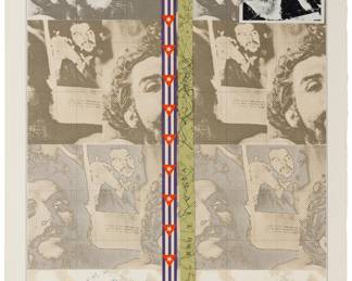 2261 Joe Tilson (1928-2023) "Is This Che Guevara?," 1969 Screenprint in colors with mixed media collage additions on paper Edition: 15/70 Signed, dated, and numbered in pencil, lower right: Joe Tilson 1969; Kelpra Studios Ltd., London, England, prntr.; Marlborough Fine Art Ltd., London, England, pub. Image: 39 1/2 x 23 3/4 in.; Sheet: 40 x 27 in. Estimate: $400 - $600