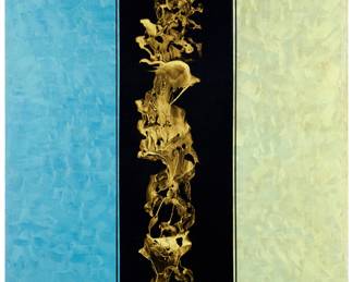 2298 Robert Acuña (b. 1967) Untitled (gold smoke), 1998 Acrylic and gold pigment on panel Signed and dated verso: Robert Acuña '98 60 1/4 x 36 in. Estimate: $400 - $600