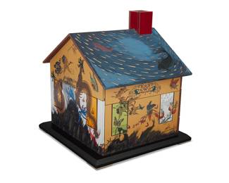 2302 Robert Harrison (b. 1953) "Green Energy House," 2011 Waterjet cut glazed terracotta tiles, decals, gold luster on wood base Signed, dated, and titled to underside: HARRISON Height overall 15 in., width 13 7/8 in., depth 13 1/2 in. Estimate: $800 - $1,200