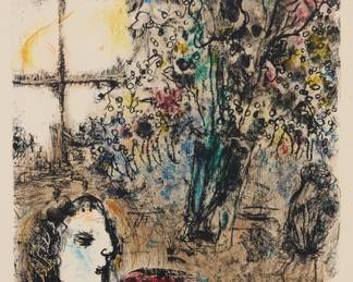 2149 Marc Chagall (1887-1985) "The Summer Evening," 1968 Lithograph in colors on Arches paper Edition: 10/50 (there were also a few artist's proofs) Signed and numbered in pencil in the lower margin Image: 23 5/8 x 16 1/2 in.; Sheet: 30 x 20 3/4 in. Estimate: $7,000 - $9,000