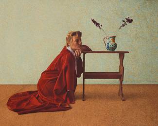 2306 John Dillon Fillmore (b. 1951) "Symmetrical Arrangement in Red," 1988 Watercolor and pencil on paper Signed with the artist's stylized monograph and dated 1988 lower right; titled on a label affixed to the frame's backing paper Image: 21 3/4 x 31 1/2 in.; Sheet: 25 1/2 x 36 3/4 (irreg.) Estimate: $1,000 - $1,500