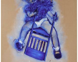 2106 Kim Dingle (b. 1951) Untitled (Girl with chair), 1999 Oil on linen Signed and dated verso: Kim Dingle / 1999 84 x 72 in. Estimate: $4,000 - $6,000