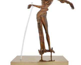 2017 Salvador Dalí (1904-1989) "Vénus à la tête de rose," 1981-82 Gilt-bronze and acrylic on gold-toned metal base with illumination, electrified Edition: 230/350 (aside from the E.A. edition of 35) Impressed under feet and to mounting brackets with edition and: © DALI 1981; impressed signature to upper left shoulder Height overall 17 1/8 in., width 9 3/4 in., depth 7 1/8 in.; height of figure 14 1/2 in. Estimate: $2,000 - $3,000