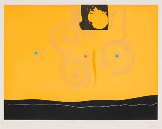2090 Helen Frankenthaler (1928-2011) "Plaza Real," 1987 Soft ground etching, etching, and aquatint in colors on BFK Rives paper Edition: 44/60 (there were also 12 artist's proofs) Signed, dated, and numbered in pencil in the lower margin: Frankenthaler / '87; Polígrafa, Barcelona, Spain, prntr. and pub. Plate: 20 x 26 1/2 in.; Sheet: 28 5/8 x 35 1/4 in. Estimate: $5,000 - $7,000