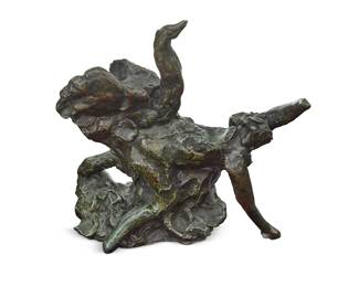 2040 Reuben Nakian (1897-1986) "Leda and the Swan" (smaller), 1978 Patinated bronze Edition: 5/7 Signed in the casting: NAKIAN; impressed date, edition, and foundry mark: RENAISSANCE ART FDRY. Height 6 3/8 in., width 7 1/4 in., depth 4 3/4 in. Estimate: $700 - $900