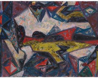 2060 Erle Loran (1905-1999) Abstract, 1950 Oil on canvas Unsigned 24 1/8 x 36 1/4 in. Estimate: $600 - $800