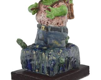2200 David James Gilhooly III (1943-2013) "St. Christopher Frog" Glazed ceramic Unmarked Attributed and titled to gallery card affixed to underside, with number: A5807 Height 17 1/2 in., width 10 1/4 in., depth 11 3/4 in. Estimate: $2,000 - $3,000