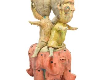 2327 Kensuke Yamada (b. 1979) "Separating Ways in One Stream" Glazed stoneware on associated laminated wood plinth Appears unmarked Height 34 1/4 in., width 18 1/2 in., depth 13 3/4 in.; height of plinth 33 1/8 in., width 20 in., depth 20 in. Estimate: $2,000 - $3,000