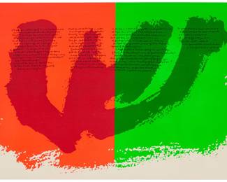 2004 Corita (Sister Mary) Kent (1918-1986) "Why do you not think of him as the coming one...," 1973 Screenprint in colors on wove paper From the edition of unknown size Signed in pencil lower right: Corita; inscribed in pencil "73-8" verso Image/Sheet: 22 1/4 x 34 1/2 in. Estimate: $600 - $800