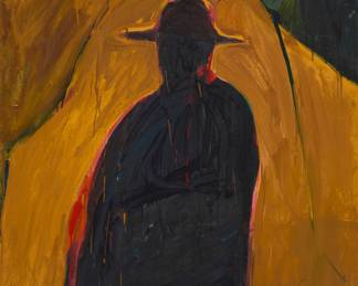 2118 James Jarvaise (1924-2015) "Man From Toledo," 1963 Oil on canvas Signed and dated lower right: Jarvaise 63; titled in pencil on the stretcher 60 x 50 in. Estimate: $3,000 - $5,000