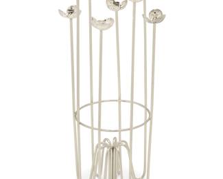 2169 Lino Sabattini (1925-2016) A silvered metal floral candelabrum, circa 1960s With eight lights joined by a central ring Unmarked Height 33 in., diameter 14 3/4 in. Estimate: $1,000 - $2,000
