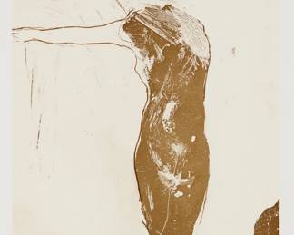 2163 Nathan Oliveira (1928-2010) "Figure II," 2007 Sugar lift aquatint with drypoint in colors with gampi paper chine collé on wove paper Edition: 11/15 (there were also 10 artist's proofs) Signed, dated, and numbered in pencil in the lower margin: N. Oliveira 07; Ianne Kjorlie, prntr.; Crown Point Press, San Francisco, CA, pub.; with the printer's and publisher's blindstamps in the lower right margin corner Plate: 18 x 14 in.; Sheet: 26 x 21 in. Estimate: $1,000 - $2,000