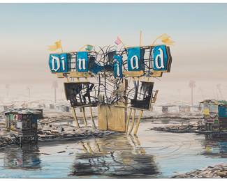 2288 Jeff Gillette (b. 1959) "Dinlad," 2006 Acrylic on canvas Signed, titled, and dated verso: Gillette 2006 20 x 36 in. Estimate: $1,000 - $1,500