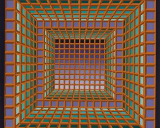 2029 Victor Vasarely (1906-1997) "London," 1982 Screenprint in colors on paper Edition: XCIII/CL Signed in ink, and numbered in pencil, along the lower sheet edge: Vasarely; titled and dated by repute Sight: 27 1/2 x 27 1/2 in. Estimate: $800 - $1,200