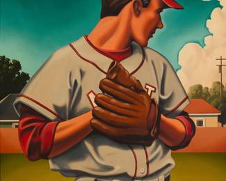 2218 R. Kenton Nelson (b. 1954) "Great A, Mister B" Oil on canvas Signed lower left: R. Kenton Nelson; titled by repute 24 x 24 in. Estimate: $8,000 - $12,000