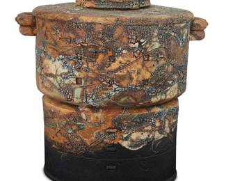 2268 Greg Riley (20th/21st Century) Untitled vessel, 2007 Glazed ceramic Incised signature and date to underside: Greg Riley Height 15 1/2 in., width 14 1/2 in., depth 10 3/4 in. Estimate: $500 - $700