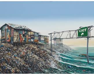 2289 Jeff Gillette (b. 1959) "Ocean Pier," 2006 Oil on canvas Signed and titled verso: Gillette 20 x 36 in. Estimate: $800 - $1,200